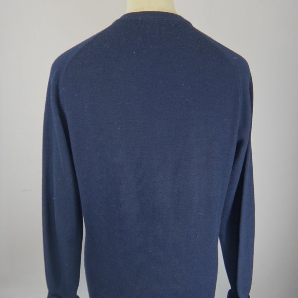 JAEGER SPORTSMAN Jumper Sweater Pullover Mens Medium Navy Vintage Classic - Picture 4 of 7